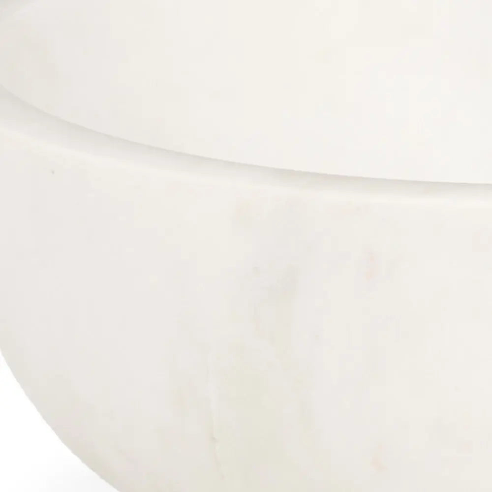 10" White Marble Round Centerpiece Bowl Homeroots Kitchen & Dining