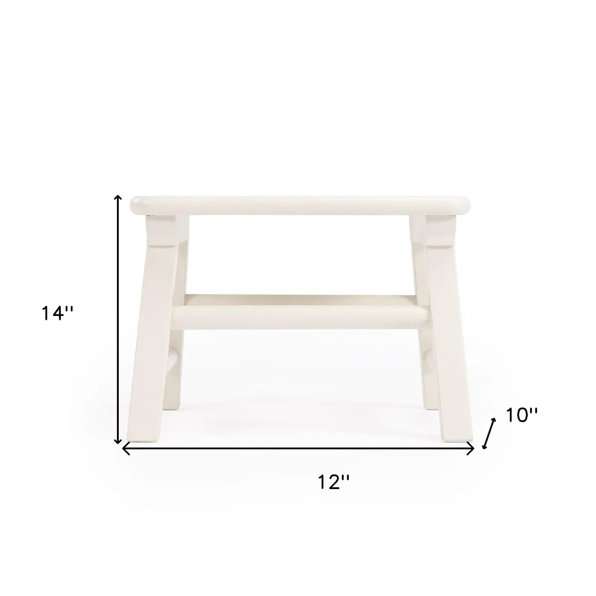 10" White Solid Wood Step Stool Homeroots Living Room