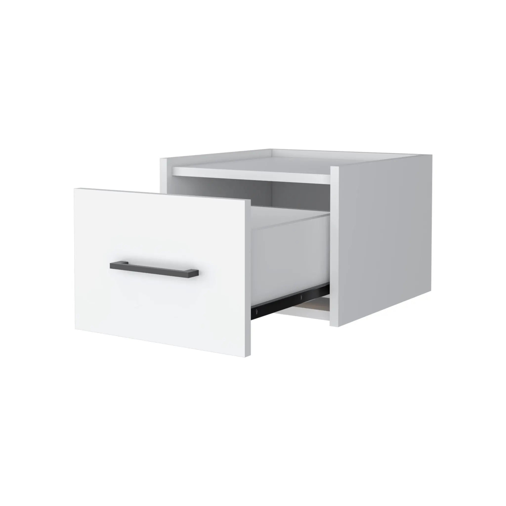 10" White Wood One Drawer Floating Nightstand Homeroots Bed & Bath