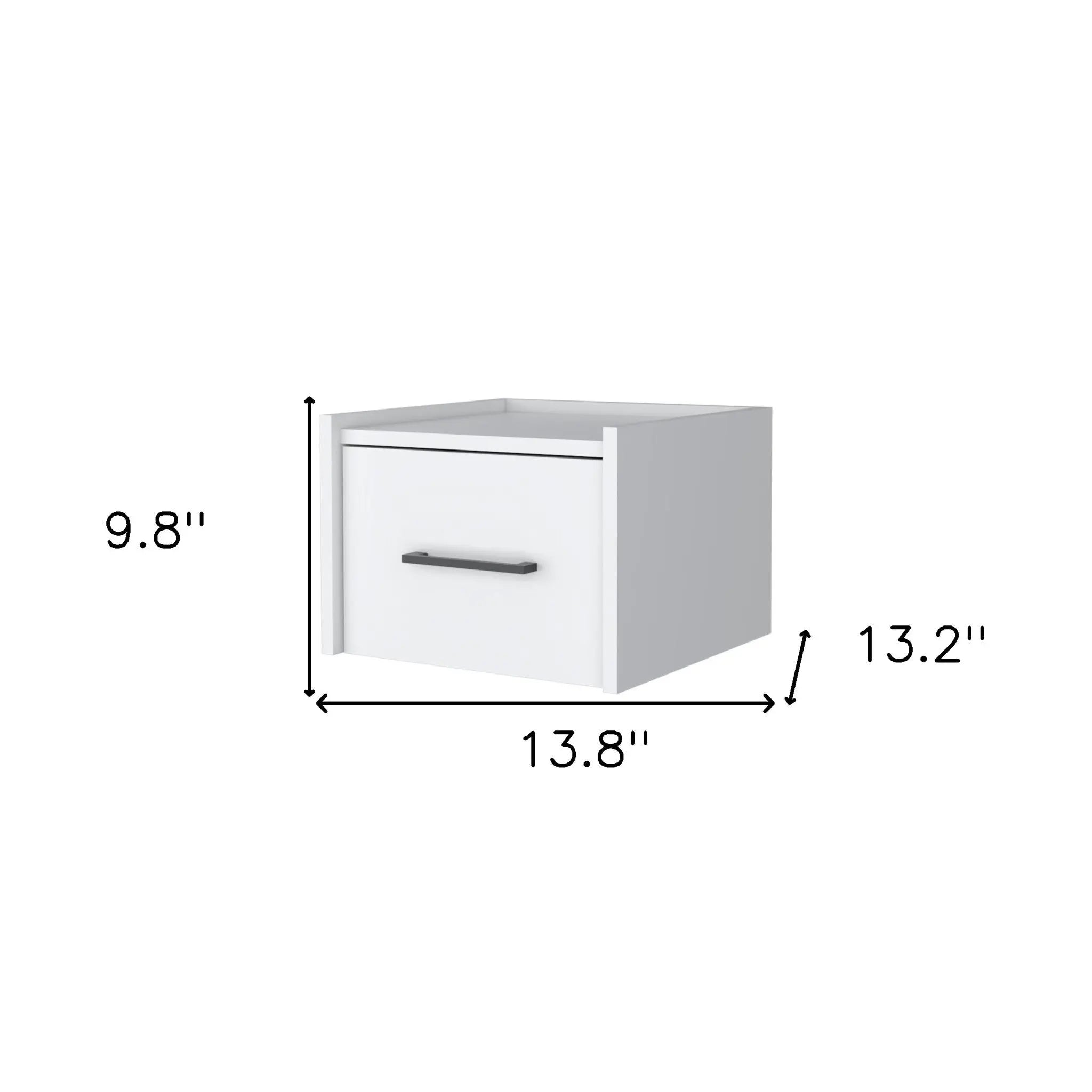 10" White Wood One Drawer Floating Nightstand Homeroots Bed & Bath