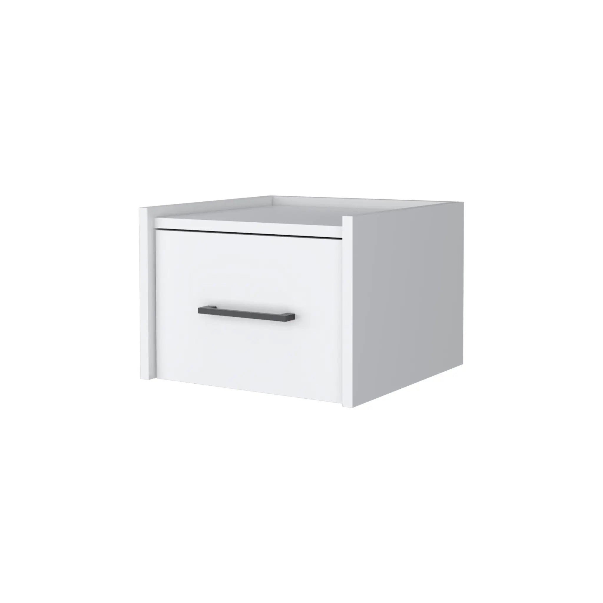 10" White Wood One Drawer Floating Nightstand Homeroots Bed & Bath