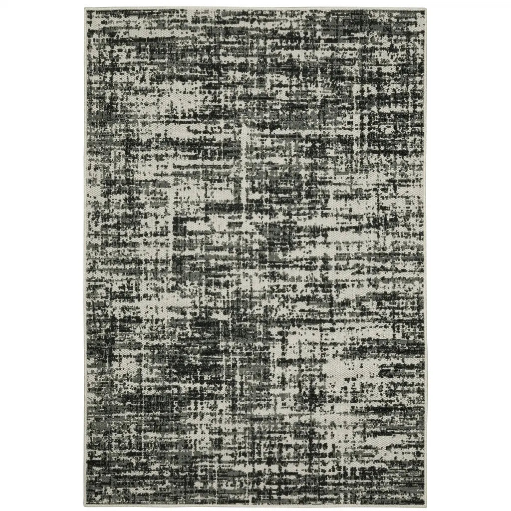 10' X 13' Beige and Black Abstract Stain Resistant Indoor Outdoor Area Rug Homeroots Outdoor