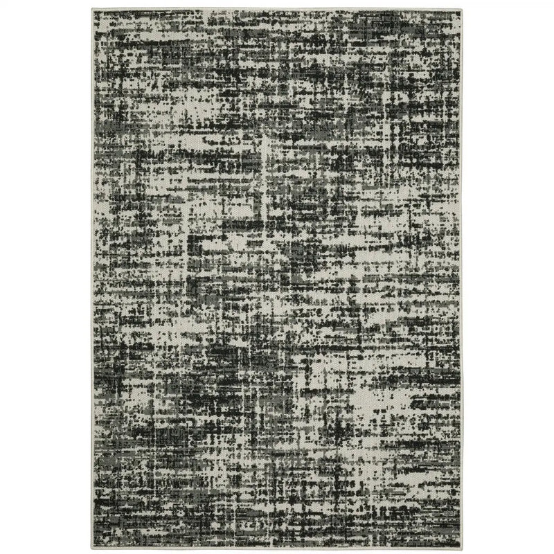 10' X 13' Beige and Black Abstract Stain Resistant Indoor Outdoor Area Rug Homeroots Outdoor
