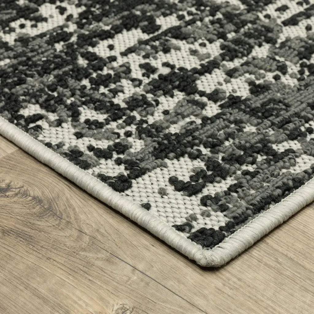 10' X 13' Beige and Black Abstract Stain Resistant Indoor Outdoor Area Rug Homeroots Outdoor