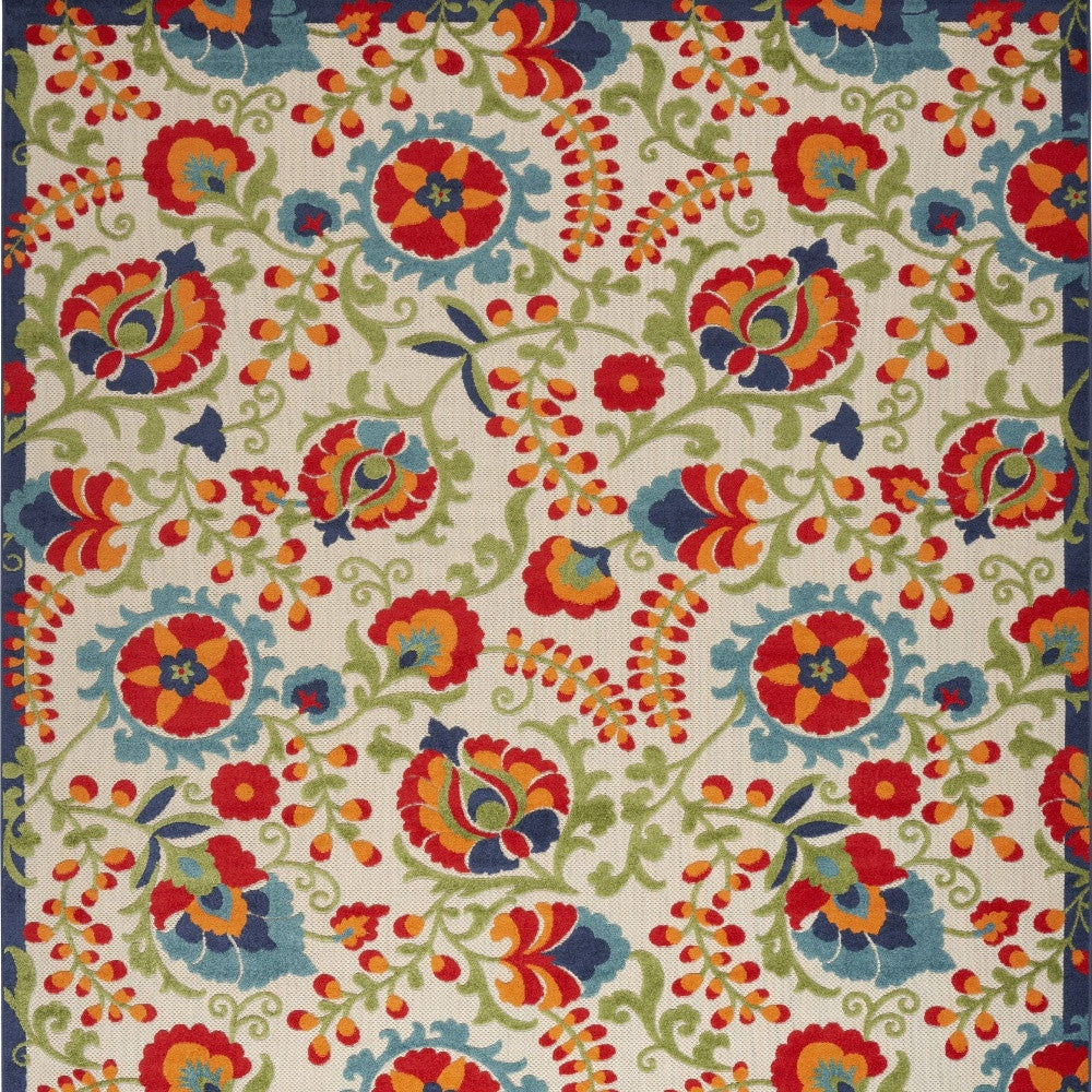10' X 13' Blue And Beige Indoor Outdoor Area Rug - GreatEagleInc