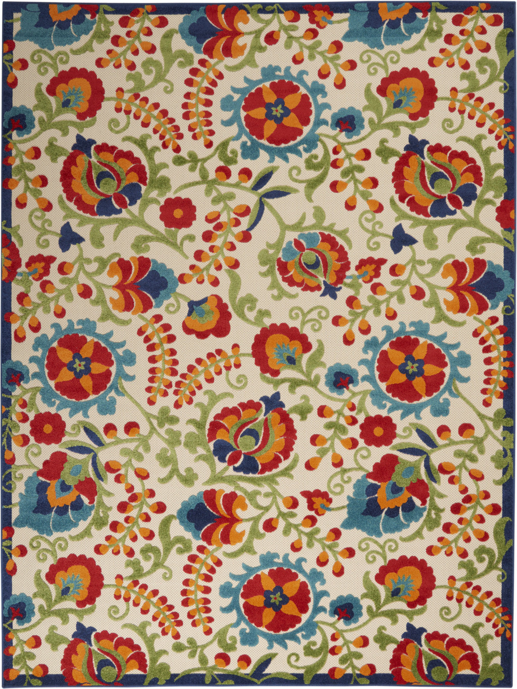 10' X 13' Blue And Beige Indoor Outdoor Area Rug - GreatEagleInc
