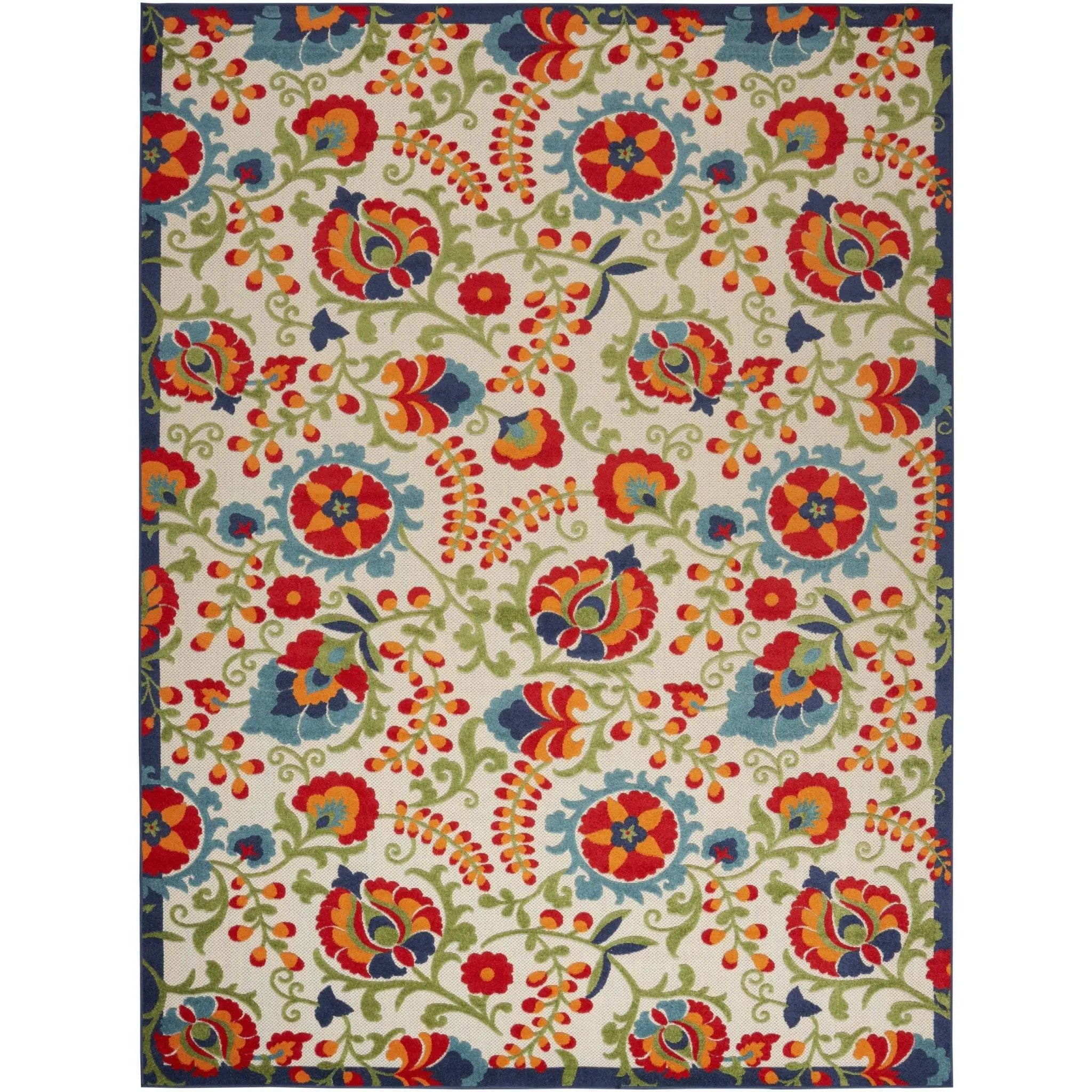 10' X 13' Blue And Beige Indoor Outdoor Area Rug - GreatEagleInc