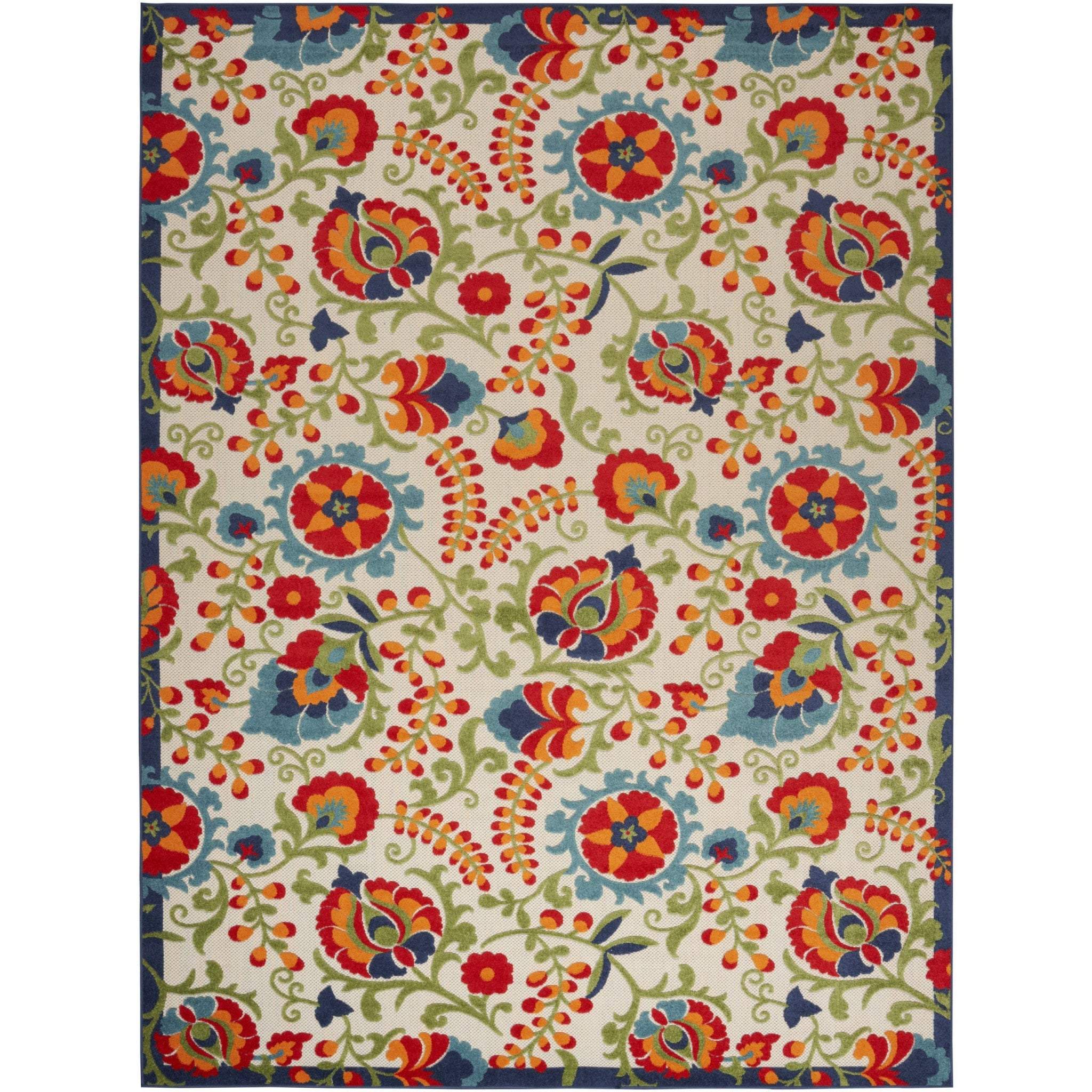 10' X 13' Blue And Beige Indoor Outdoor Area Rug - GreatEagleInc