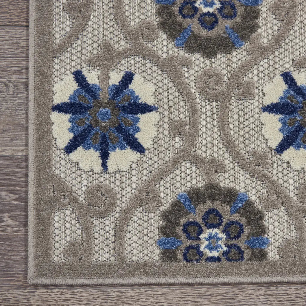 10' X 13' Blue And Gray Indoor Outdoor Area Rug - GreatEagleInc