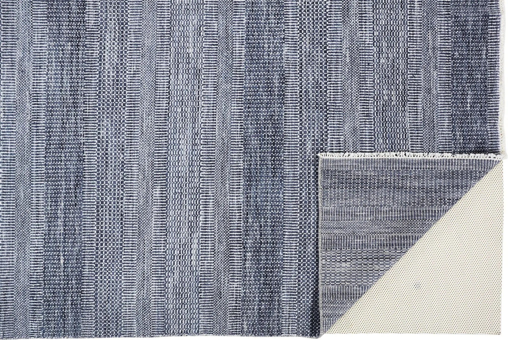 10' X 13' Blue And Gray Wool Striped Hand Knotted Area Rug Homeroots Home Decor