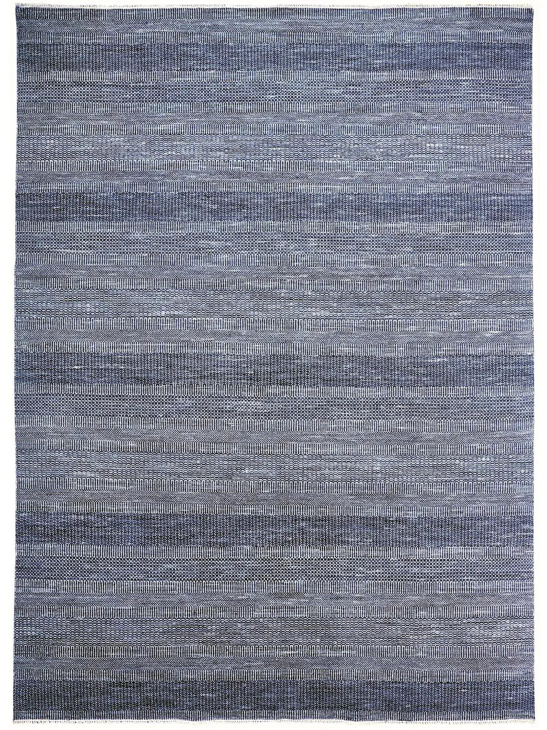 10' X 13' Blue And Gray Wool Striped Hand Knotted Area Rug Homeroots Home Decor