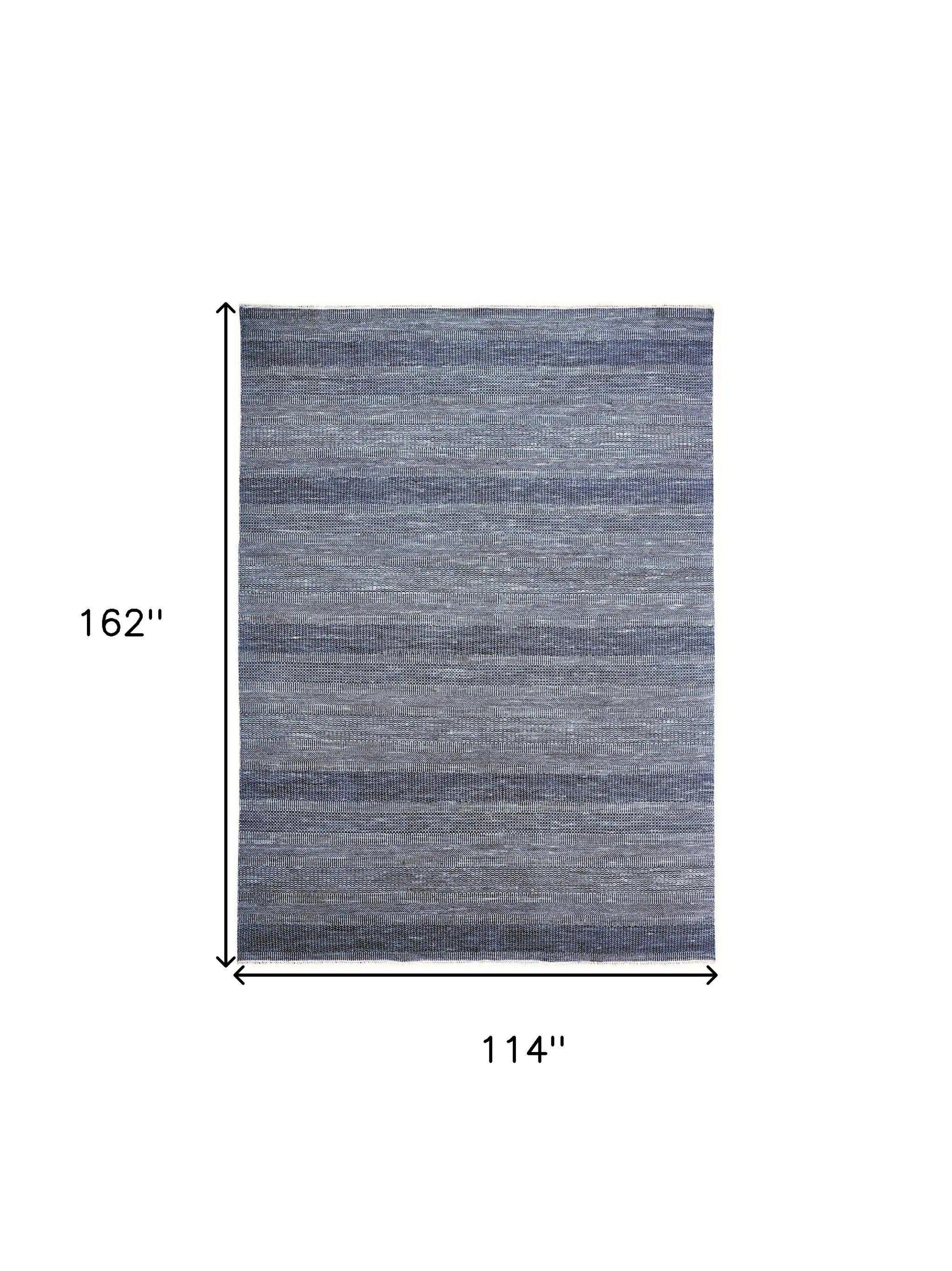 10' X 13' Blue And Gray Wool Striped Hand Knotted Area Rug Homeroots Home Decor