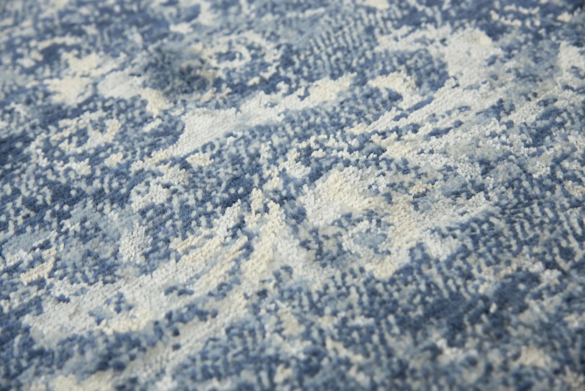 10' X 13' Blue Gray Beige And Ivory New Zealand Lambs Wool Oriental Hand Carved Handmade Area Rug Homeroots Home Decor