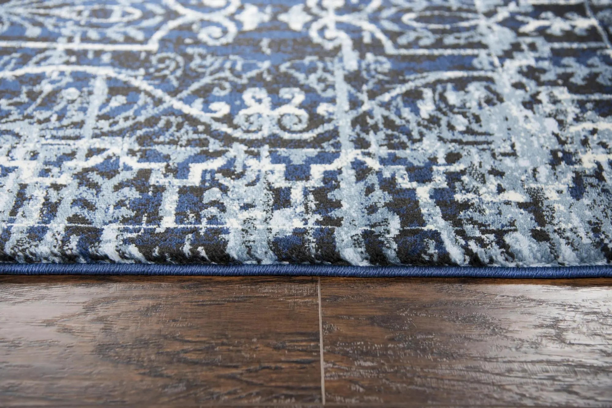 10' X 13' Blue Ivory Light Blue And Black Trellis Area Rug Homeroots Home Decor