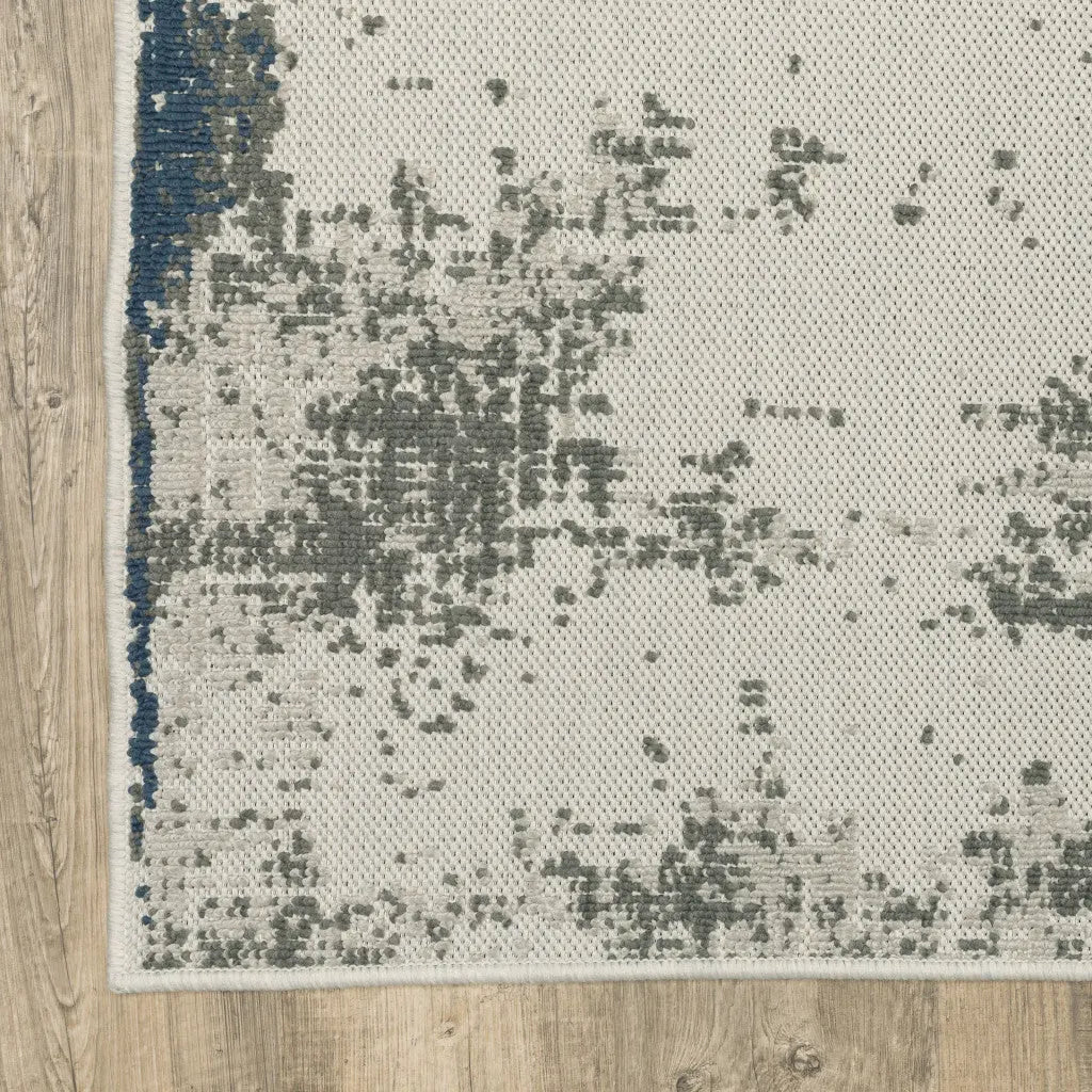 10' X 13' Blue and Beige Abstract Stain Resistant Indoor Outdoor Area Rug Homeroots Outdoor