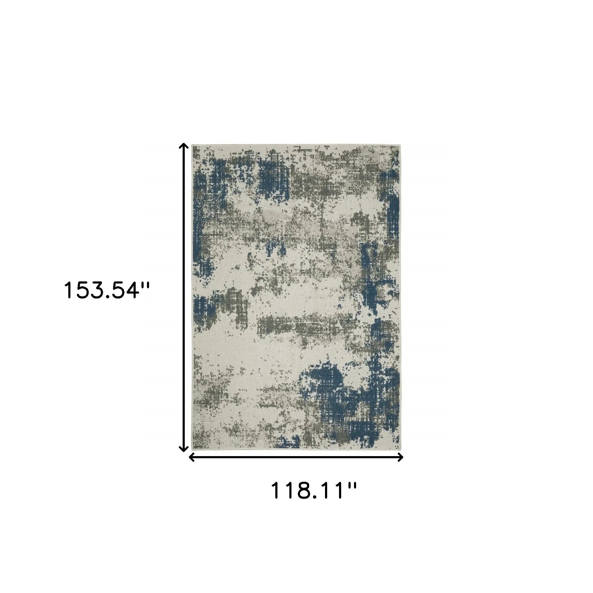 10' X 13' Blue and Beige Abstract Stain Resistant Indoor Outdoor Area Rug Homeroots Outdoor