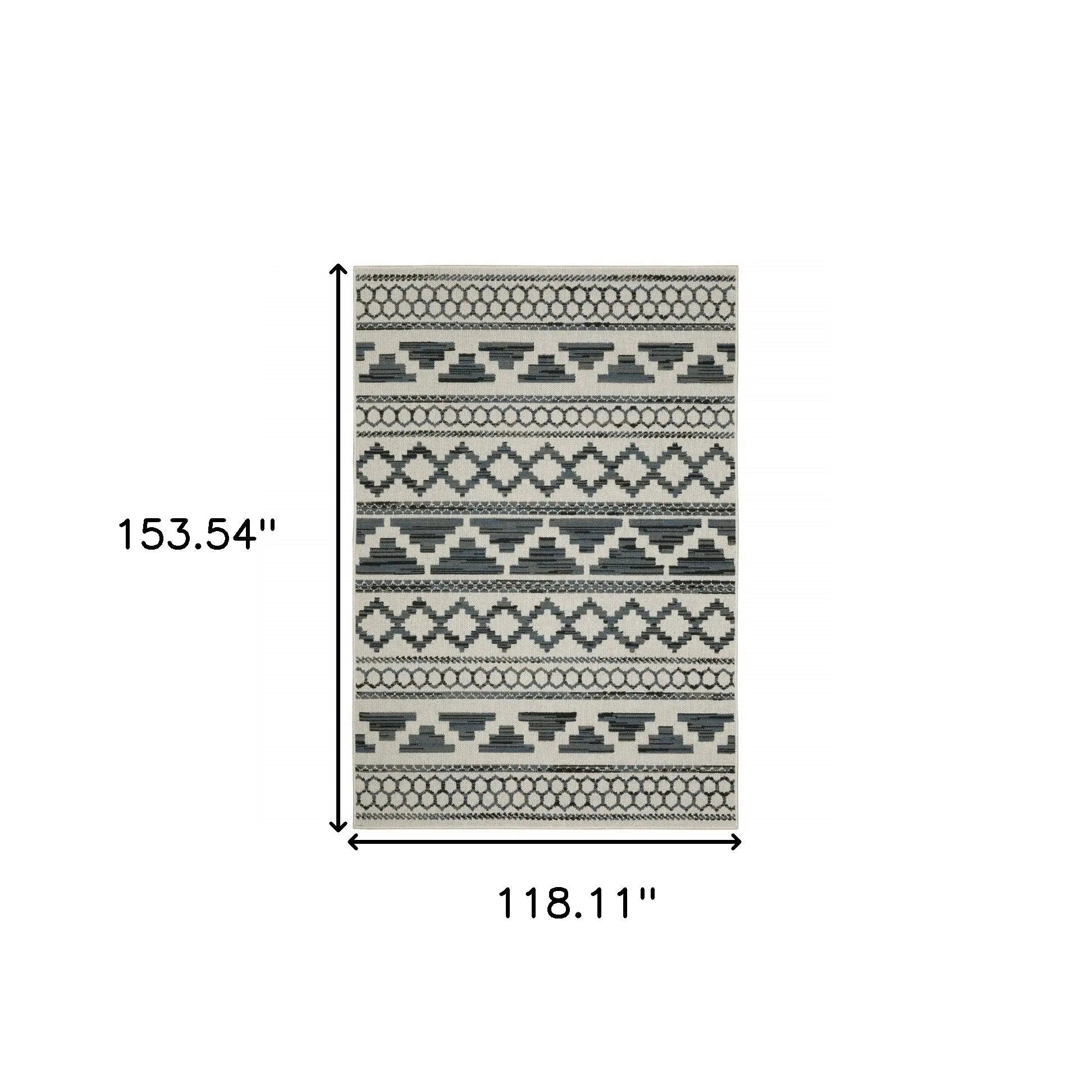 10' X 13' Blue and Beige Geometric Stain Resistant Indoor Outdoor Area Rug Homeroots Outdoor