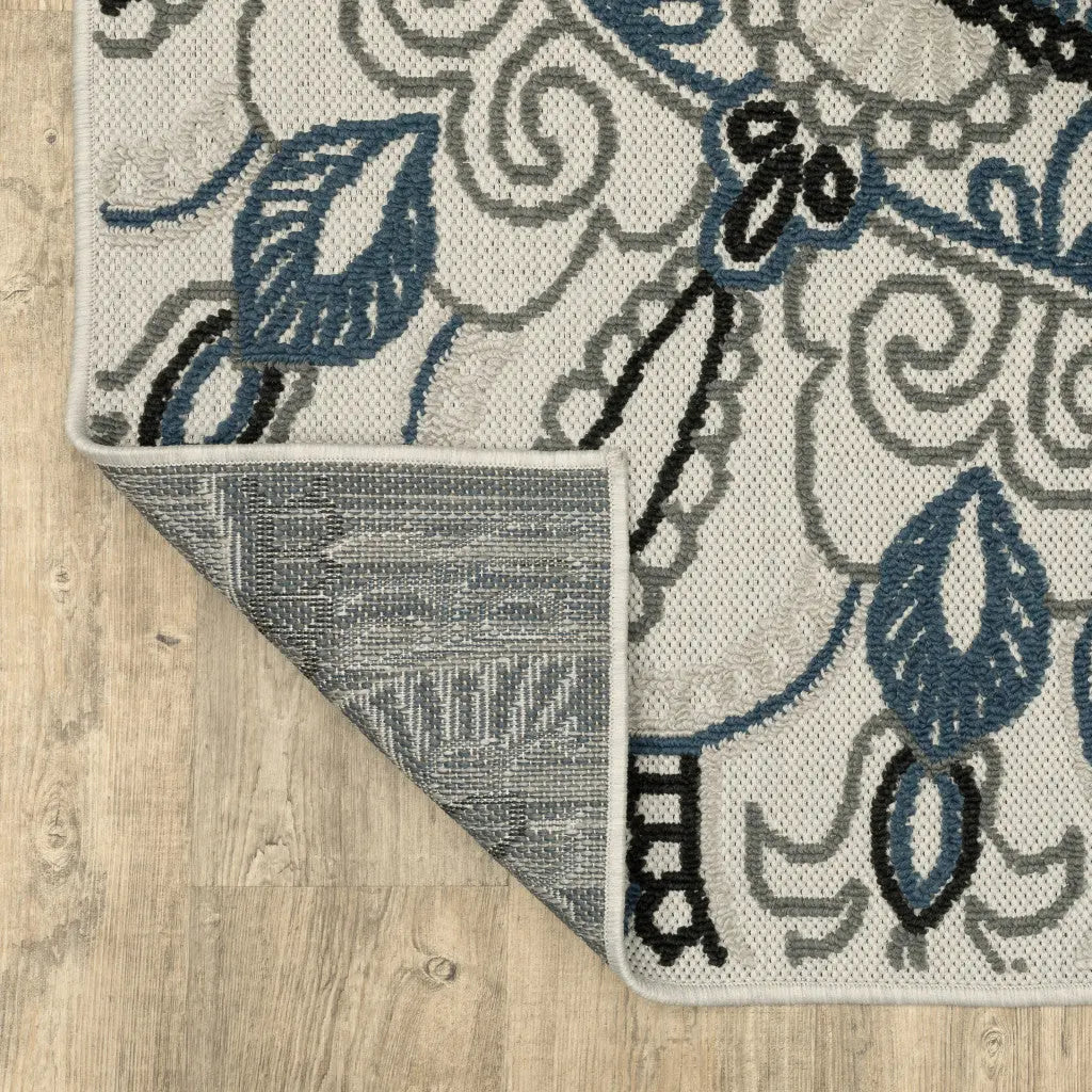 10' X 13' Blue and Beige Geometric Stain Resistant Indoor Outdoor Area Rug Homeroots Outdoor