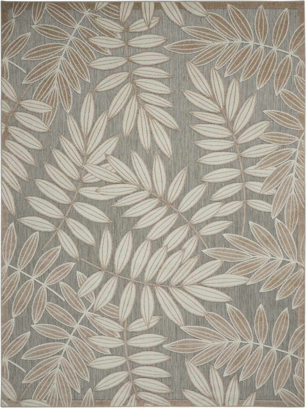 10' X 13' Gray And Ivory Indoor Outdoor Area Rug - GreatEagleInc