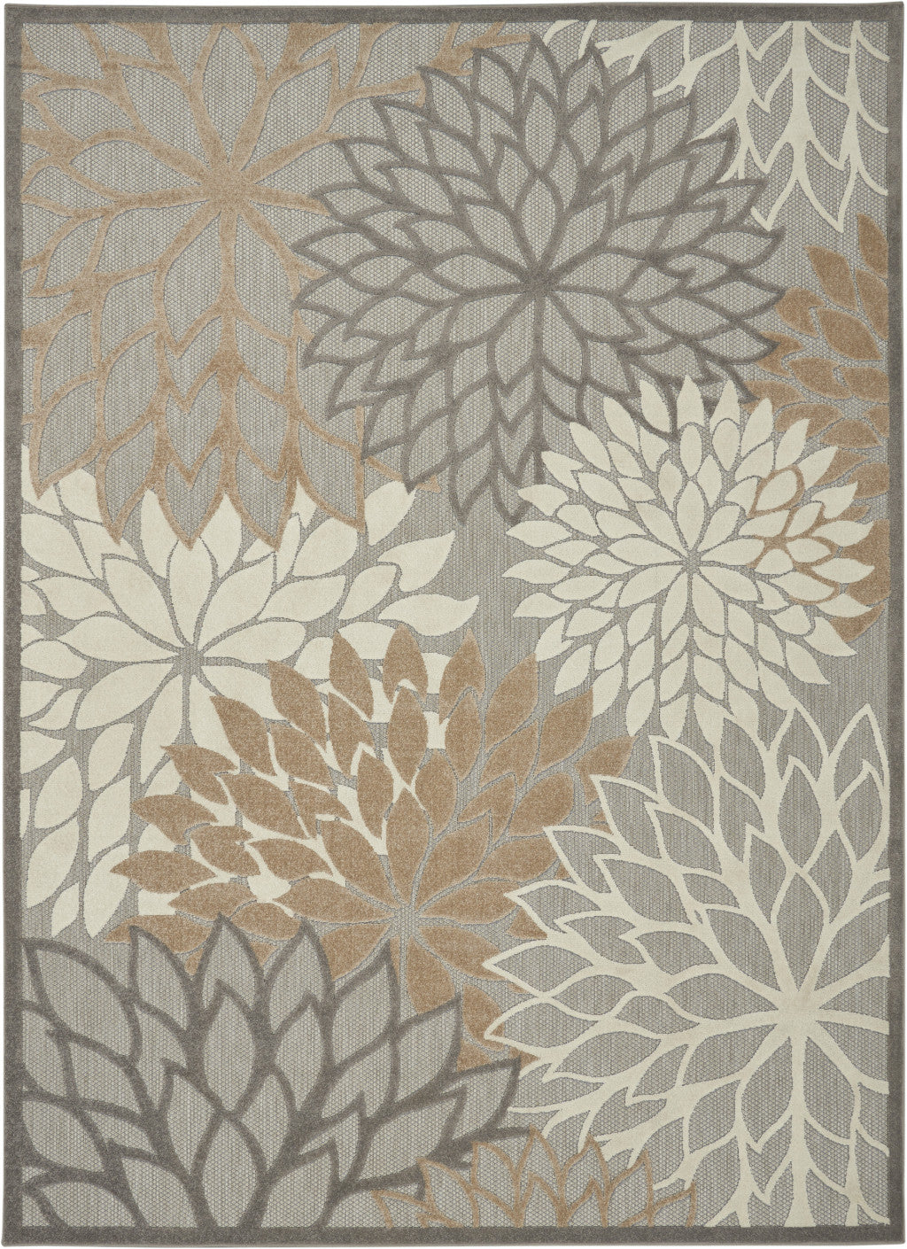 10' X 13' Gray And Ivory Indoor Outdoor Area Rug - GreatEagleInc
