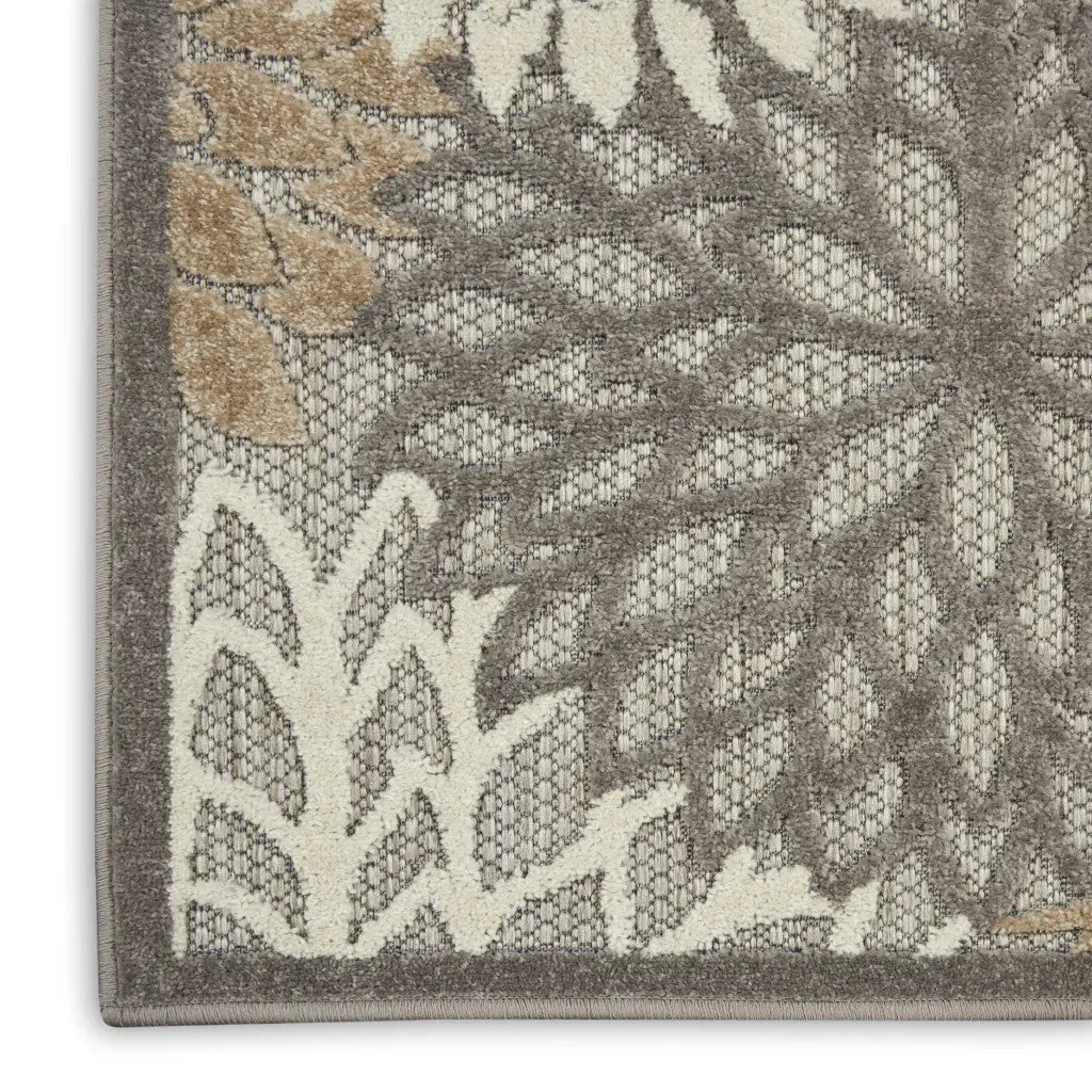 10' X 13' Gray And Ivory Indoor Outdoor Area Rug - GreatEagleInc