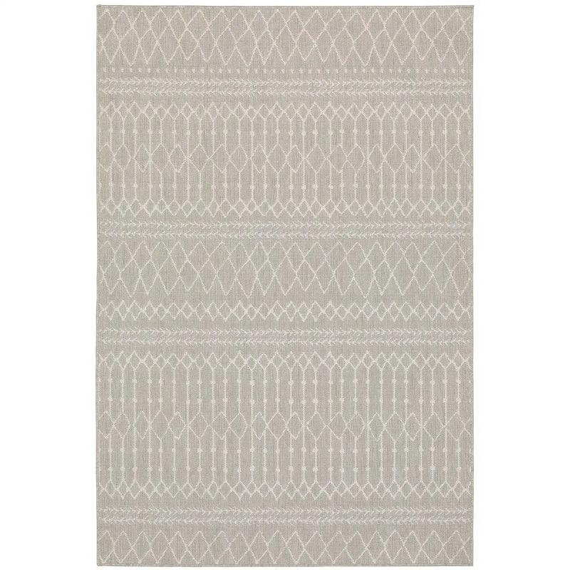 10' X 13' Gray And Ivory Indoor Outdoor Area Rug Homeroots Outdoor