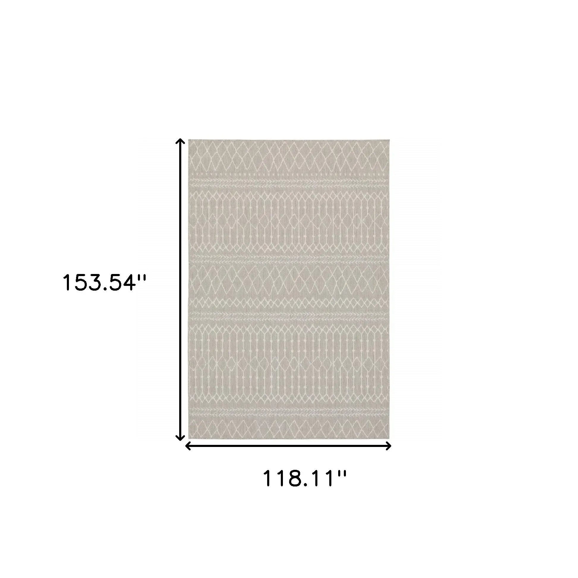 10' X 13' Gray And Ivory Indoor Outdoor Area Rug Homeroots Outdoor