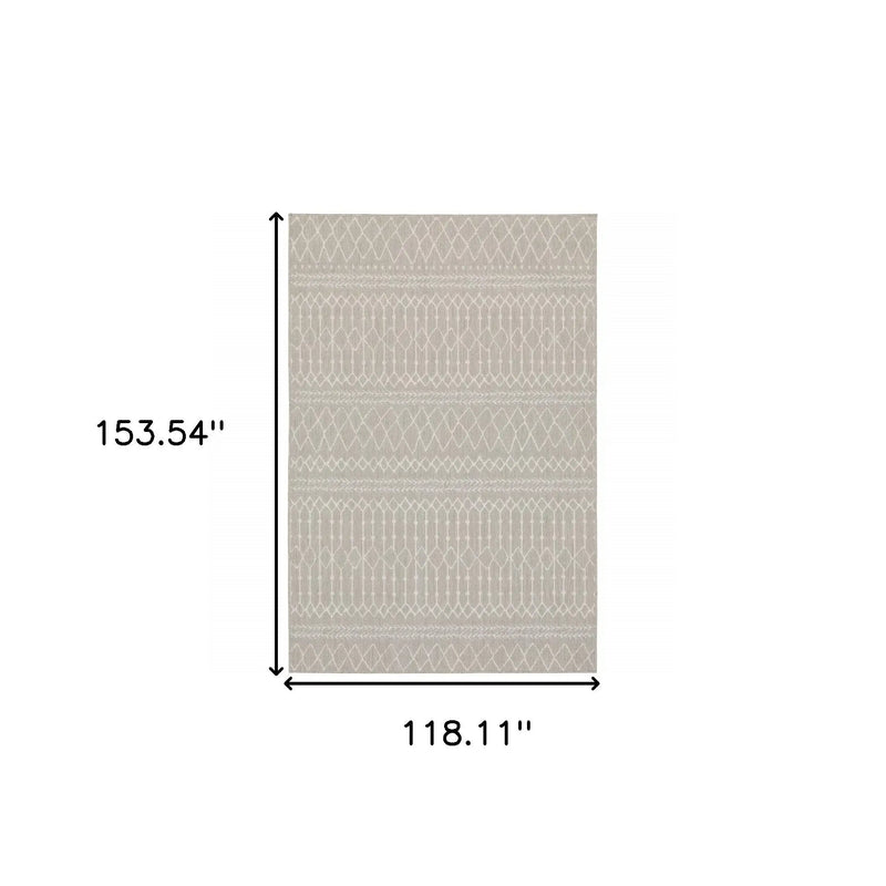 10' X 13' Gray And Ivory Indoor Outdoor Area Rug Homeroots Outdoor