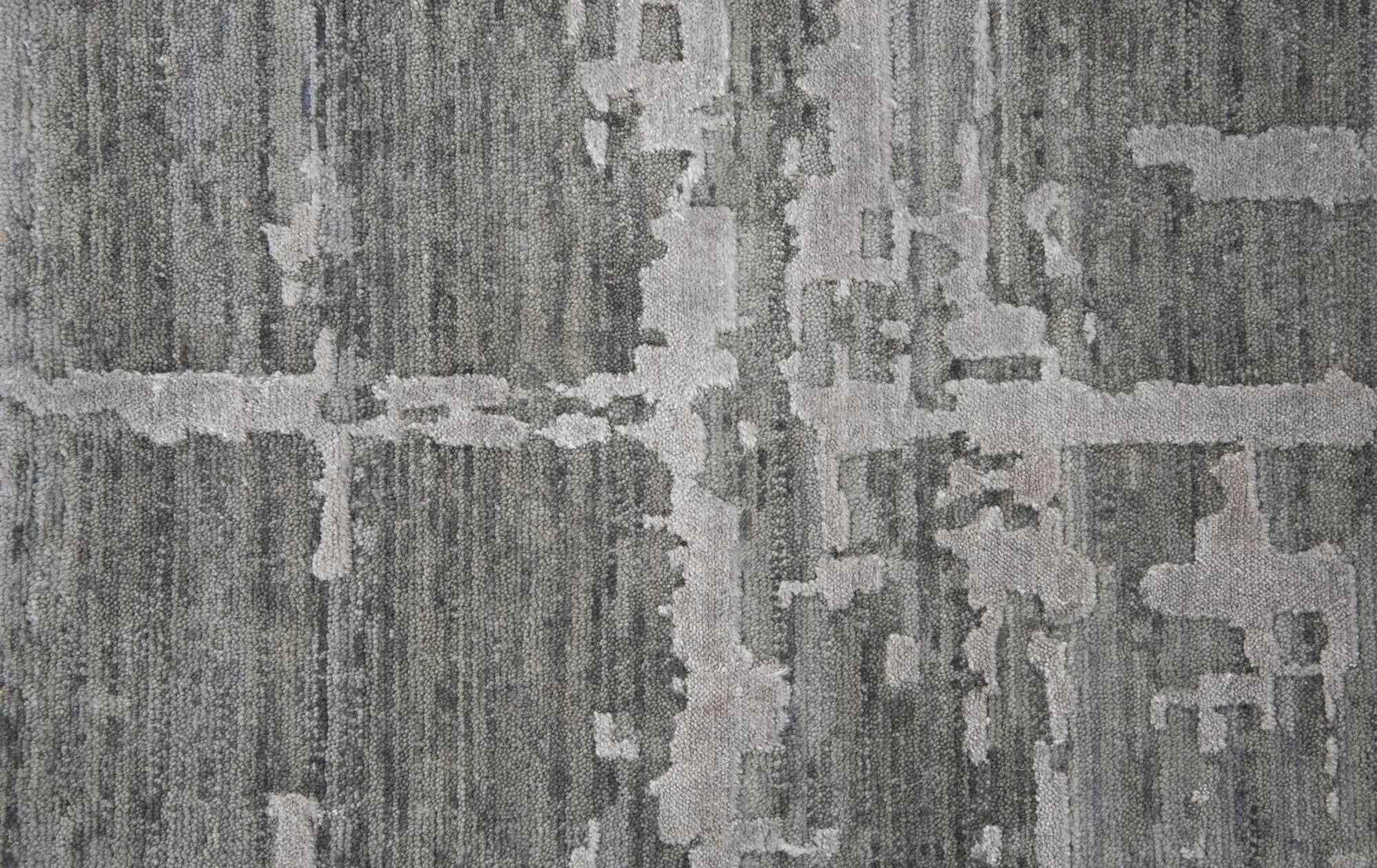 10' X 13' Gray And Light Gray New Zealand Lambs Wool Abstract Hand Carved Handmade Area Rug Homeroots Home Decor