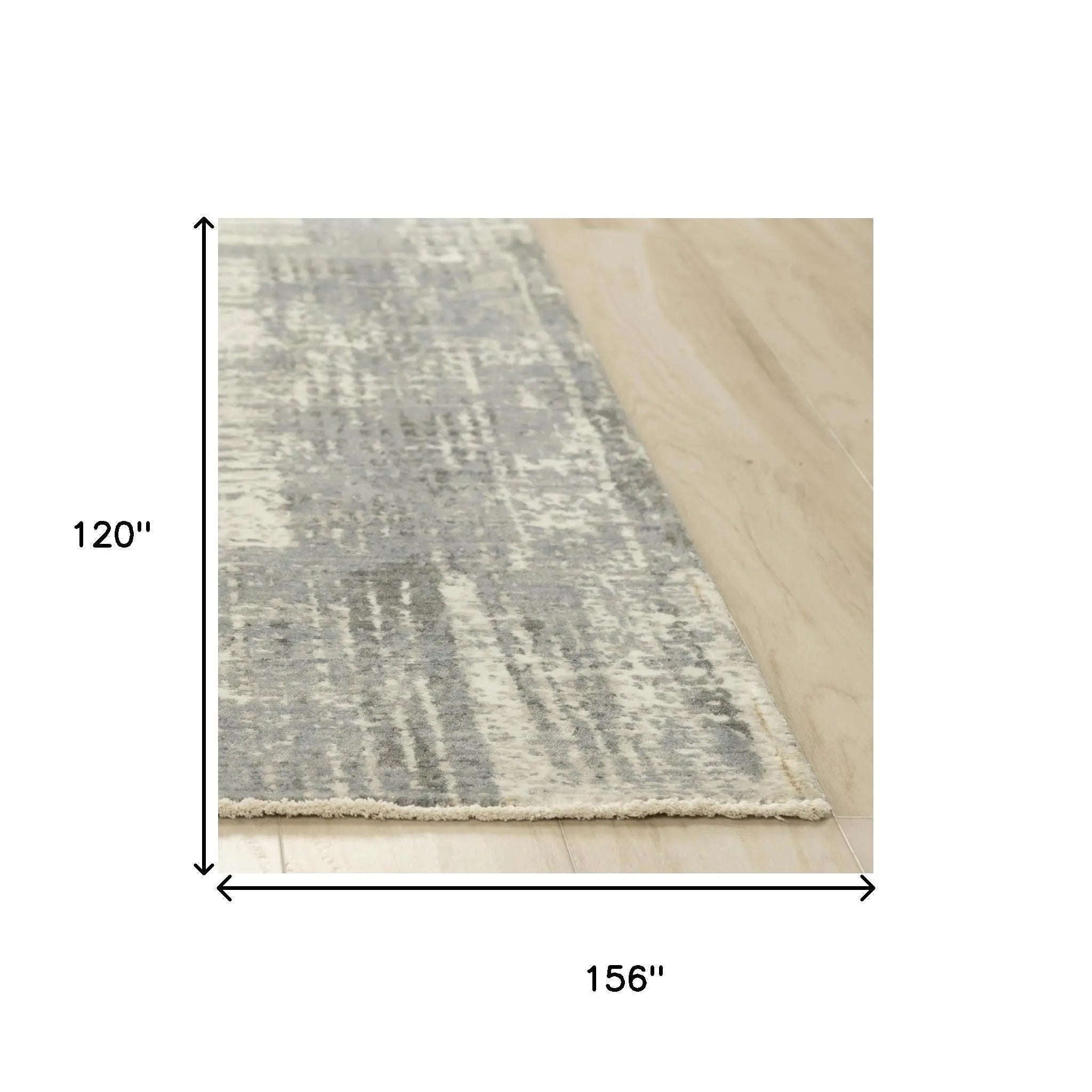 10' X 13' Gray And Light Gray New Zealand Lambs Wool Abstract Hand Carved Handmade Area Rug Homeroots Home Decor