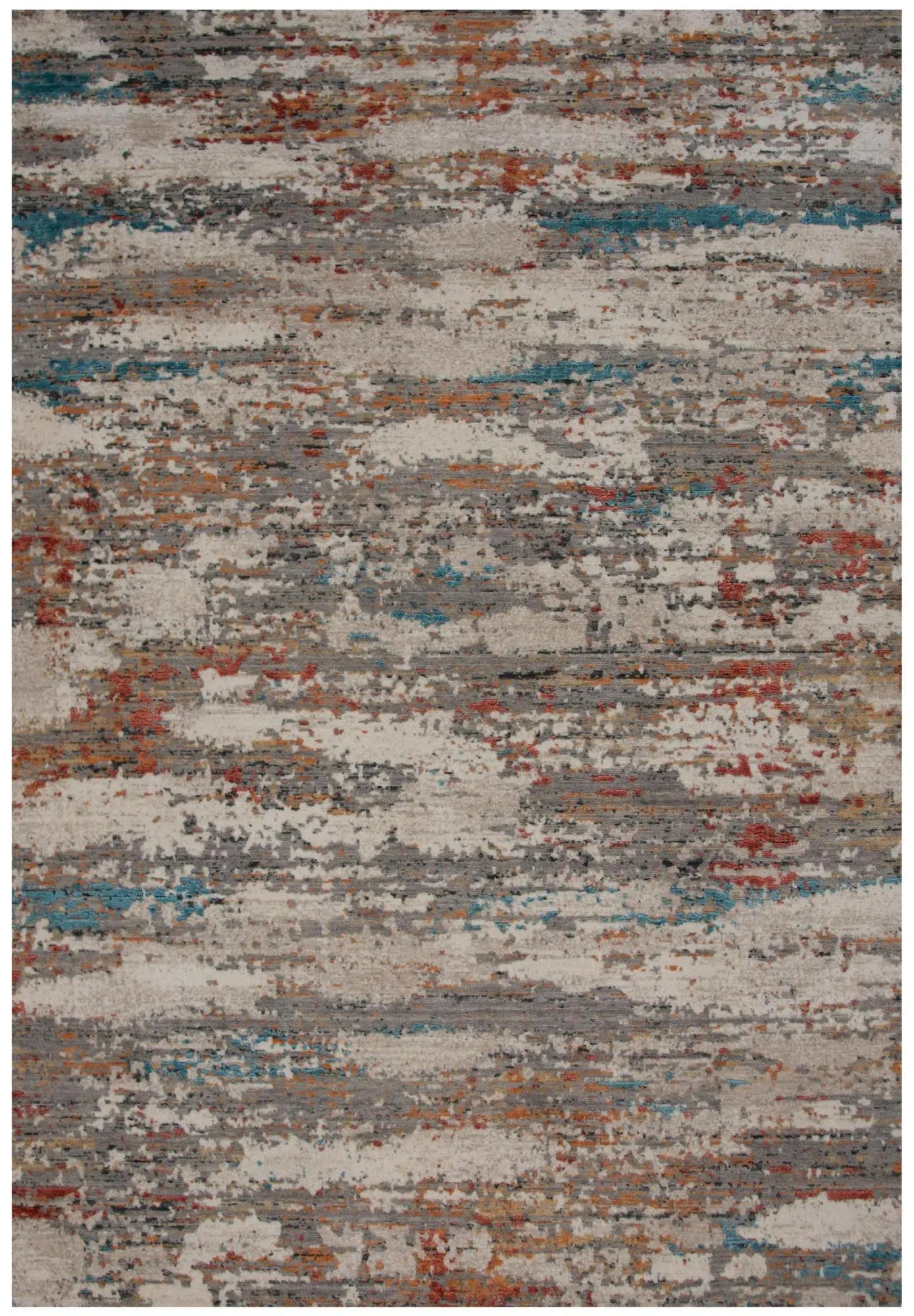10' X 13' Gray Beige Orange Red And Blue New Zealand Lambs Wool Abstract Hand Carved Handmade Area Rug Homeroots Home Decor