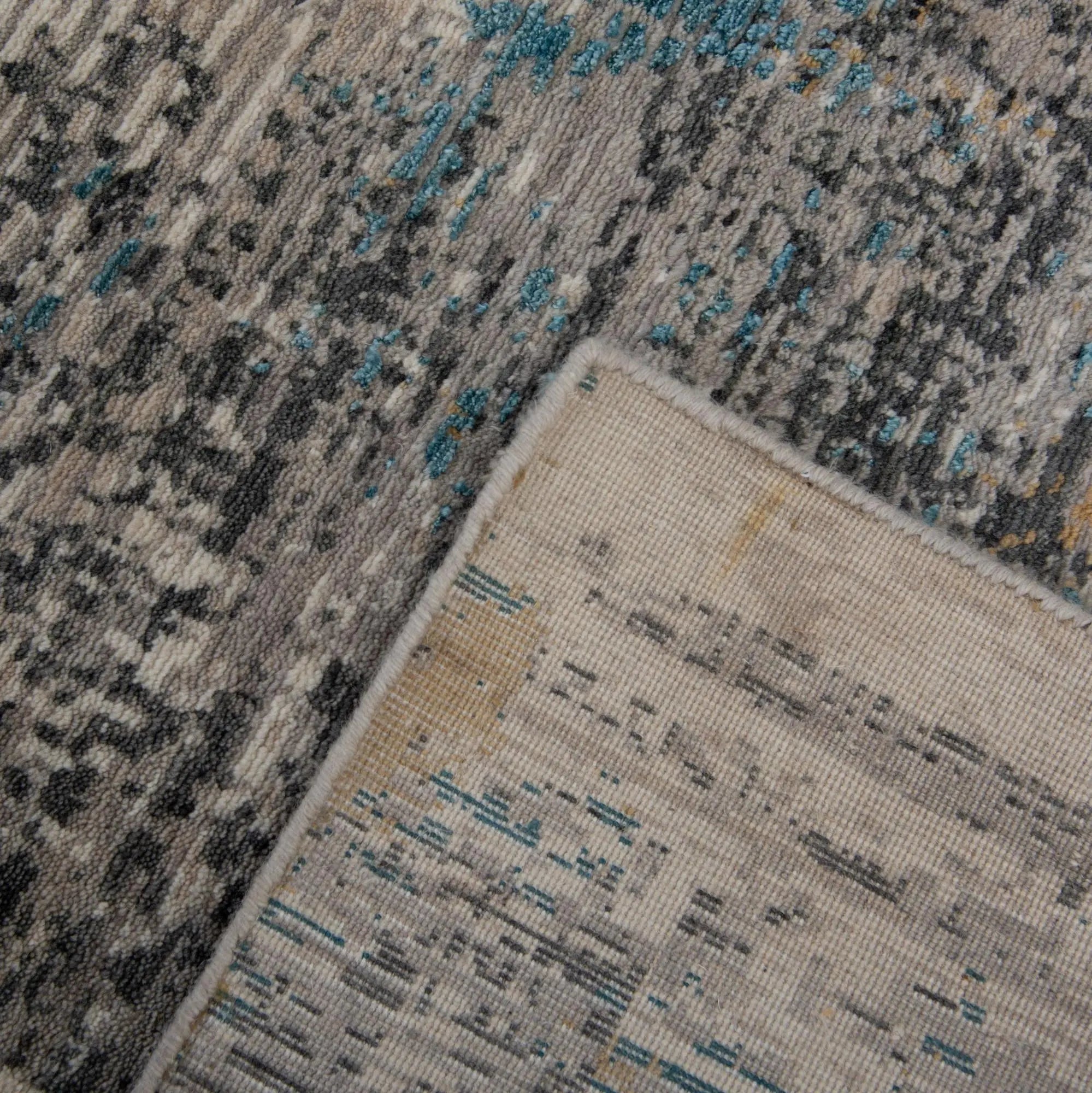 10' X 13' Gray Black Yellow Blue And Ivory New Zealand Lambs Wool Abstract Hand Carved Handmade Area Rug Homeroots Home Decor