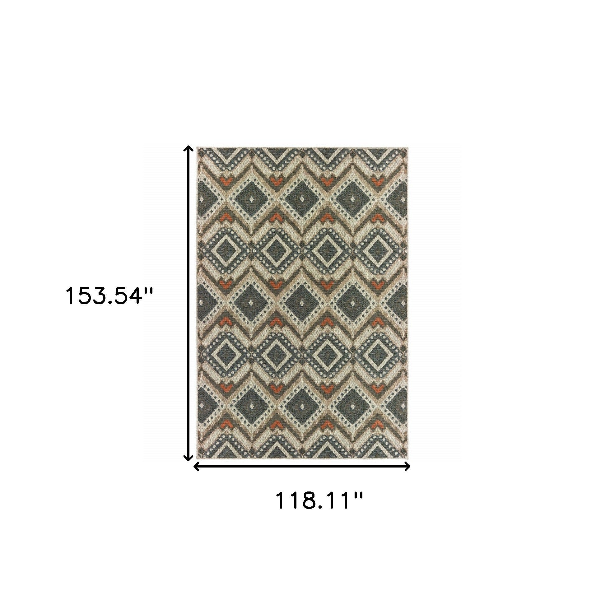 10' X 13' Gray Geometric Stain Resistant Indoor Outdoor Area Rug Homeroots Outdoor