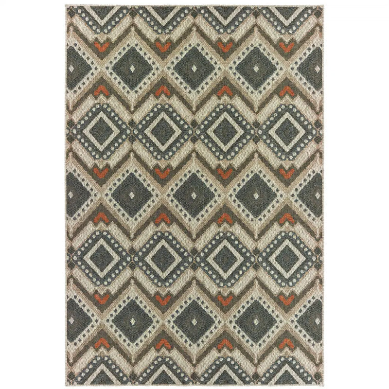 10' X 13' Gray Geometric Stain Resistant Indoor Outdoor Area Rug Homeroots Outdoor
