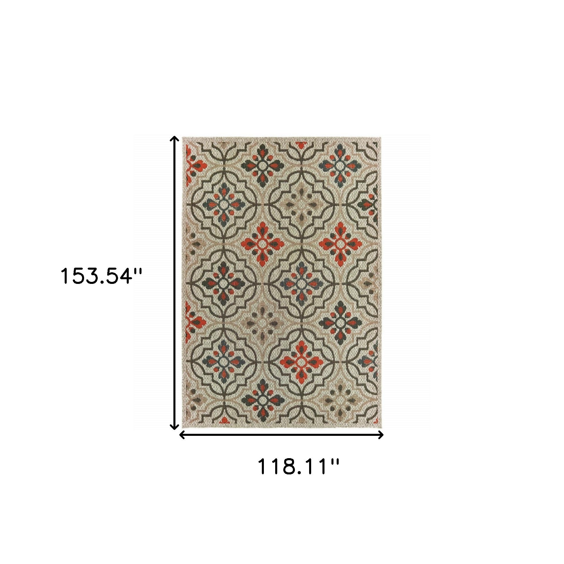 10' X 13' Gray Geometric Stain Resistant Indoor Outdoor Area Rug Homeroots Outdoor