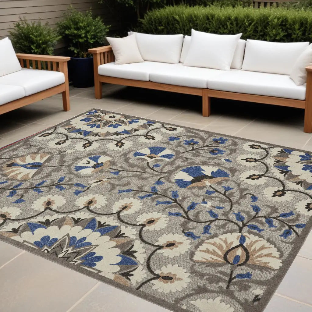 10' X 13' Gray Indoor Outdoor Area Rug - GreatEagleInc
