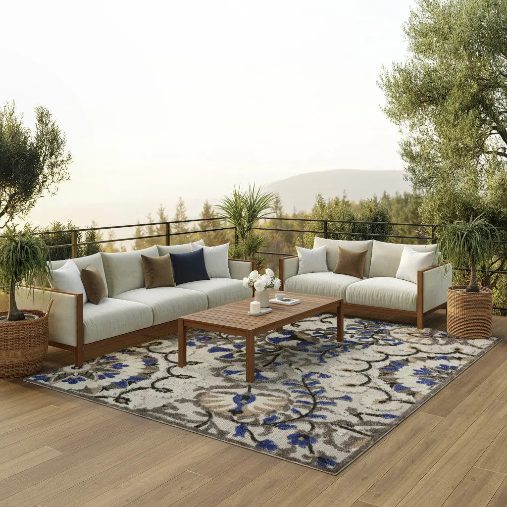 10' X 13' Gray Indoor Outdoor Area Rug - GreatEagleInc