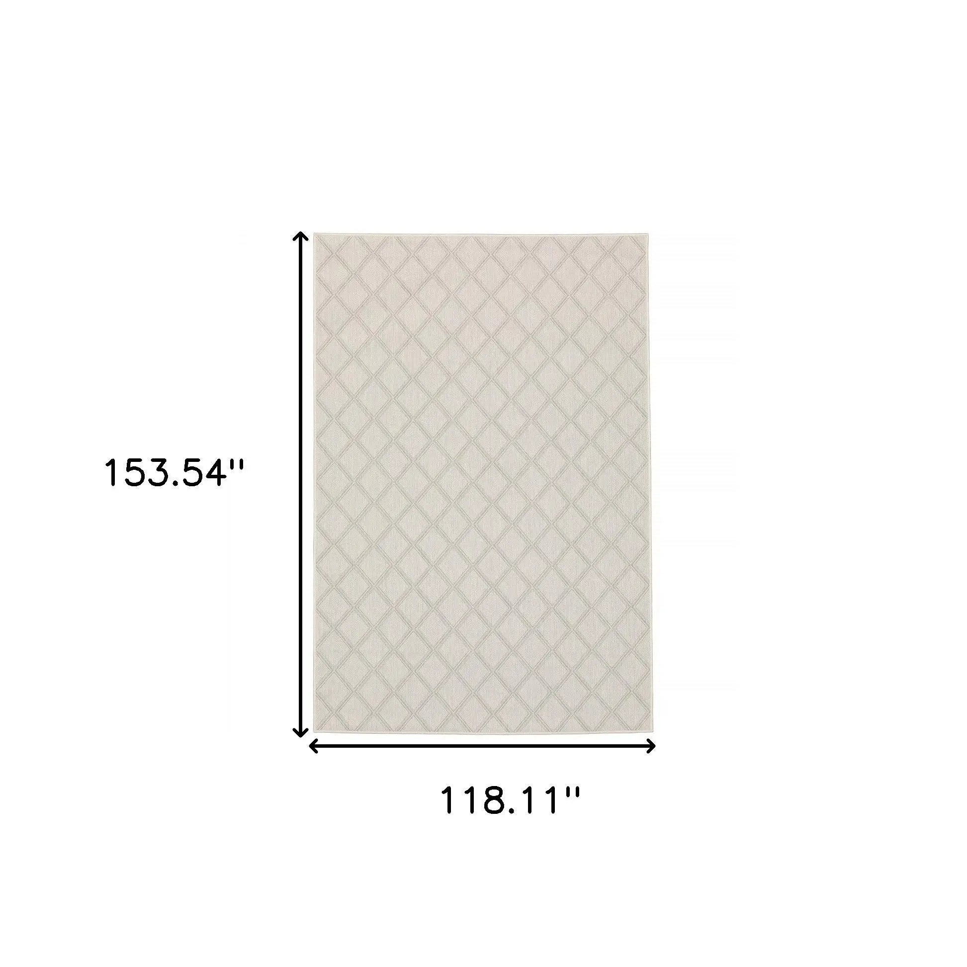 10' X 13' Gray and Ivory Geometric Stain Resistant Indoor Outdoor Area Rug Homeroots Outdoor