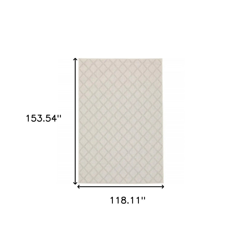 10' X 13' Gray and Ivory Geometric Stain Resistant Indoor Outdoor Area Rug Homeroots Outdoor