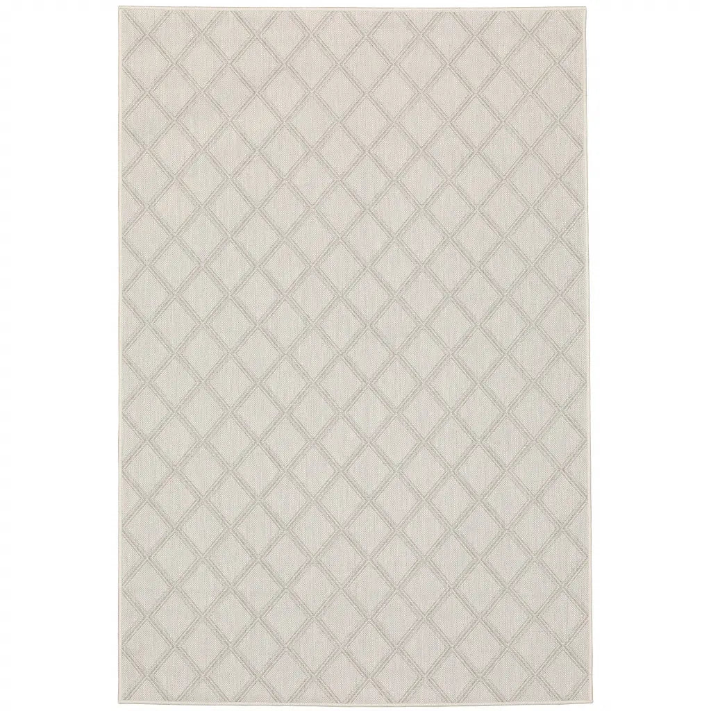 10' X 13' Gray and Ivory Geometric Stain Resistant Indoor Outdoor Area Rug Homeroots Outdoor