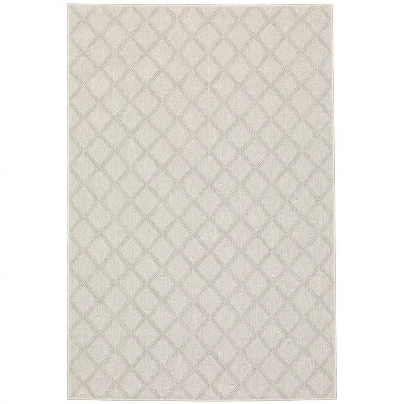 10' X 13' Gray and Ivory Geometric Stain Resistant Indoor Outdoor Area Rug Homeroots Outdoor