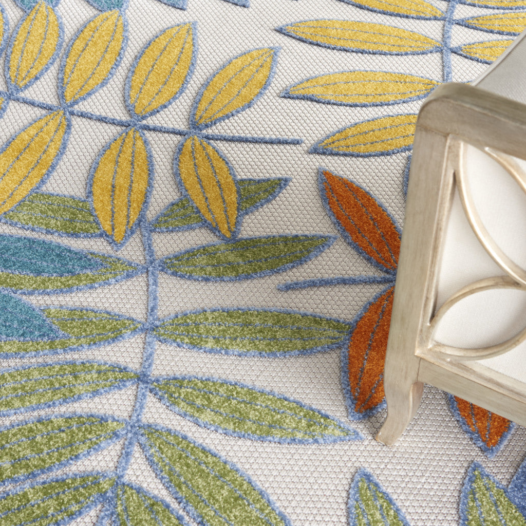 10' X 13' Ivory And Blue Indoor Outdoor Area Rug - GreatEagleInc