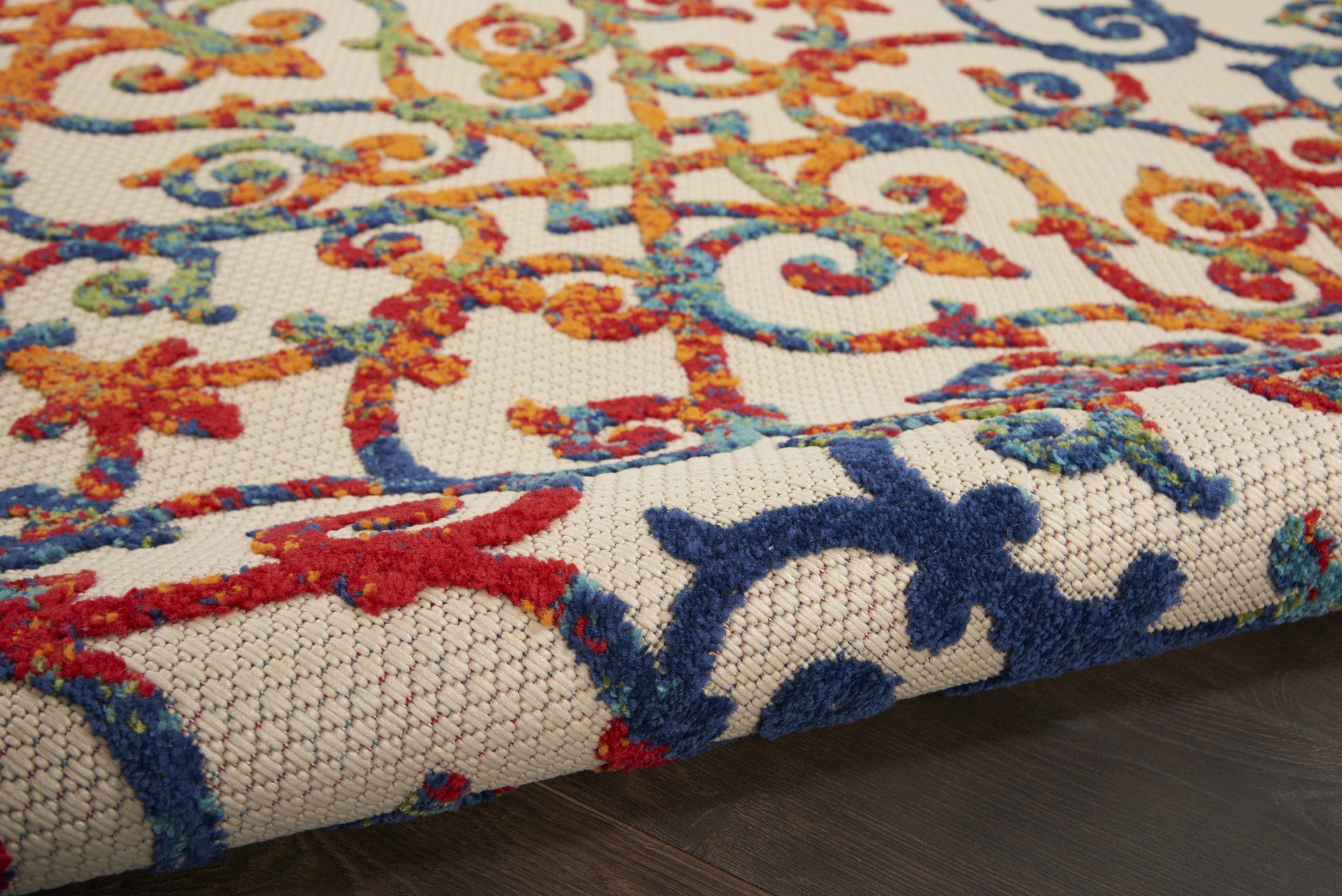 10' X 13' Ivory And Blue Indoor Outdoor Area Rug - GreatEagleInc
