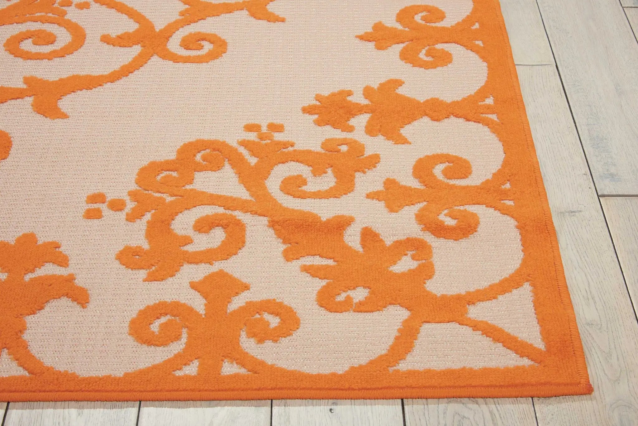 10' X 13' Orange And Ivory Indoor Outdoor Area Rug - GreatEagleInc