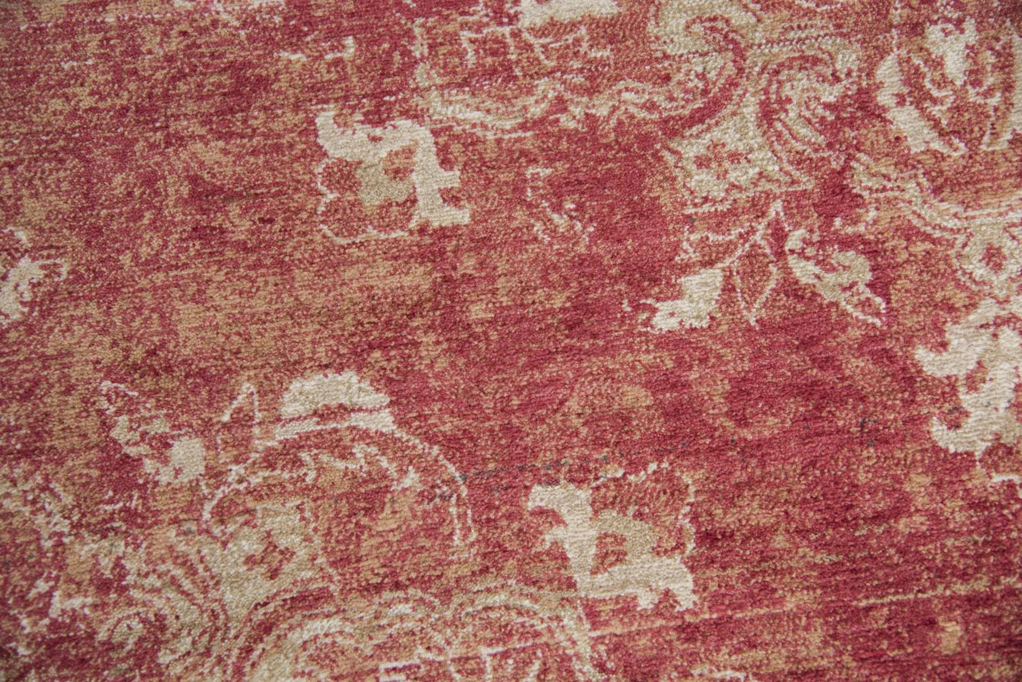 10' X 13' Red And Beige New Zealand Lambs Wool Medallion Hand Carved Handmade Area Rug Homeroots Home Decor