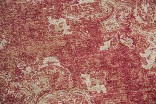10' X 13' Red And Beige New Zealand Lambs Wool Medallion Hand Carved Handmade Area Rug Homeroots Home Decor