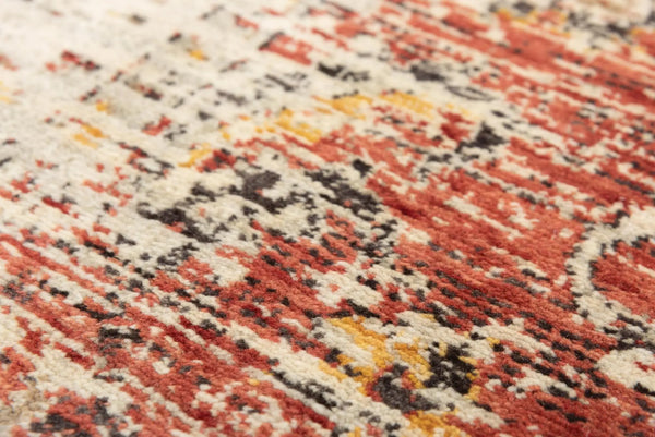 10' X 13' Red Beige Rust And Gold New Zealand Lambs Wool Oriental Hand Carved Handmade Area Rug Homeroots Home Decor
