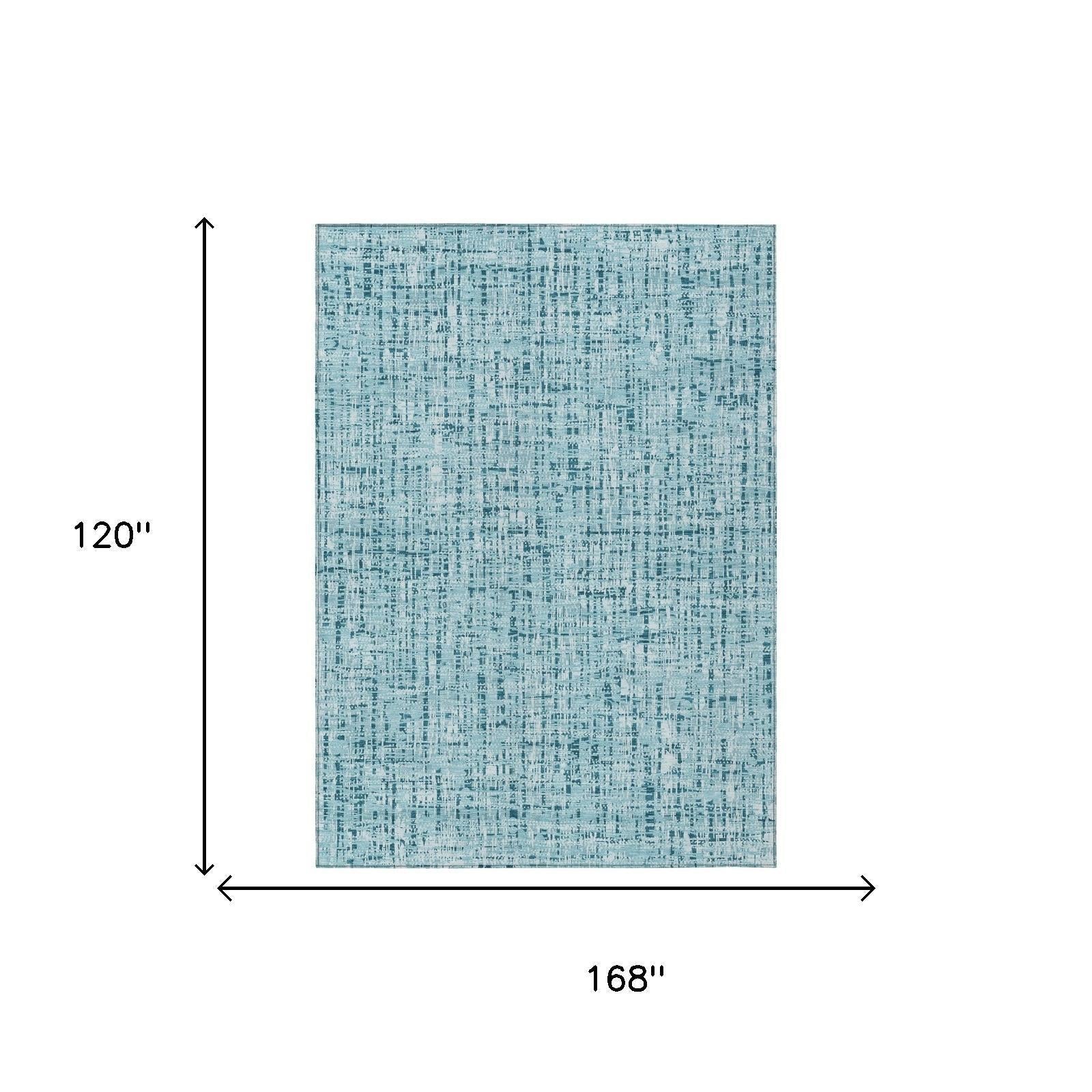 10' X 14' Aqua And Teal Blue Abstract Washable Indoor Outdoor Area Rug Homeroots Outdoor