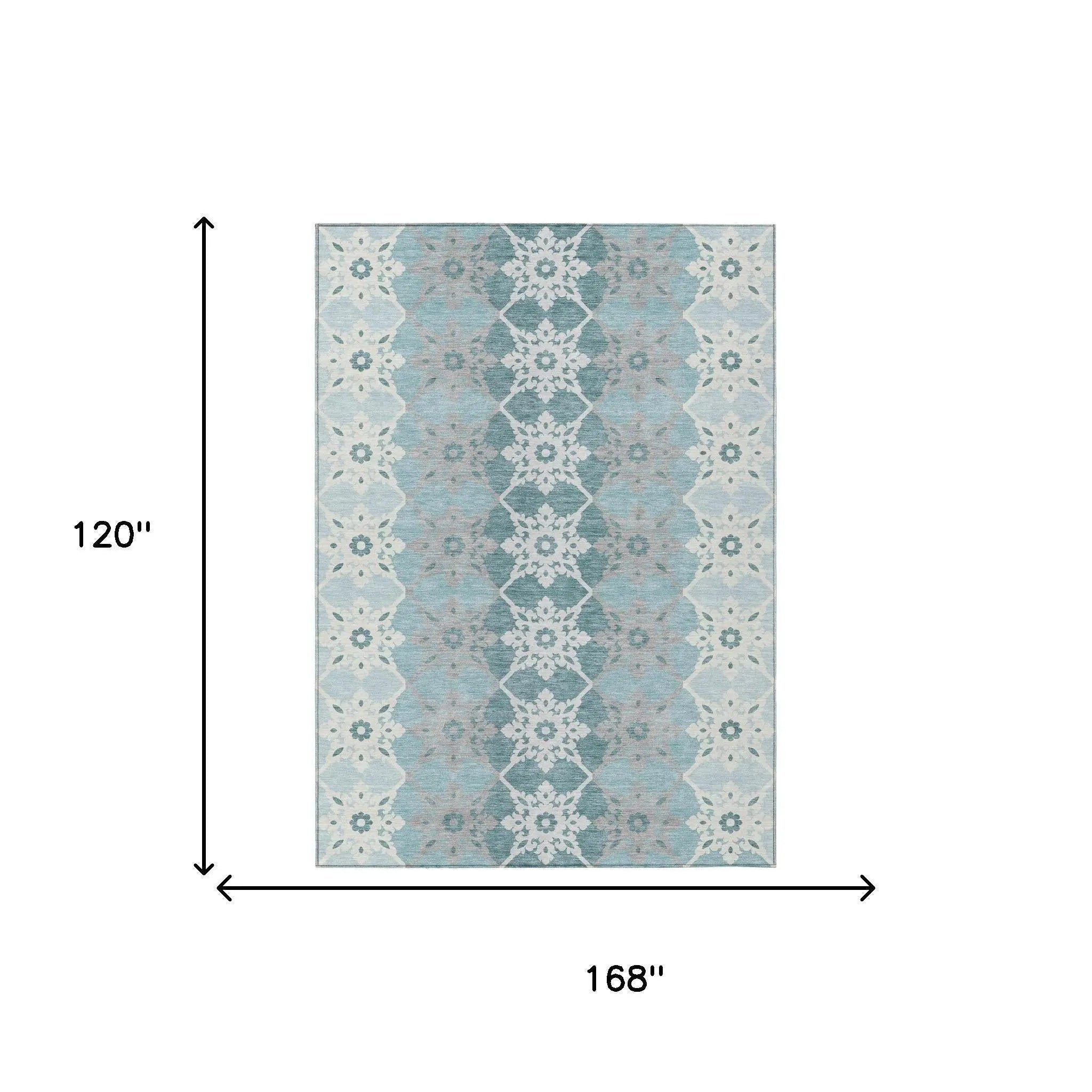 10' X 14' Aqua And Teal Blue Floral Medallion Washable Indoor Outdoor Area Rug Homeroots Outdoor