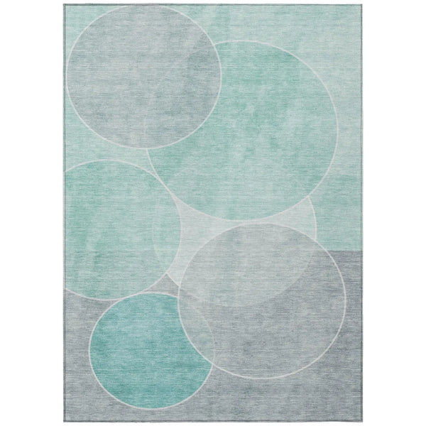 10' X 14' Aqua And Teal Blue Geometric Washable Indoor Outdoor Area Rug Homeroots Outdoor